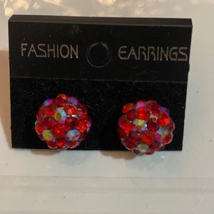 Red ball earrings